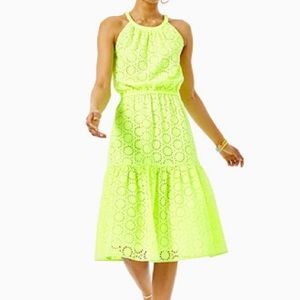 Lily Pulitzer Alda MIDI Dress prickly pear yellow NWT